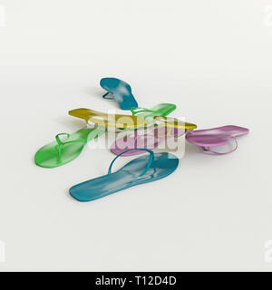 Il flip flop isolati su sfondo bianco 3d illustrazione Foto Stock