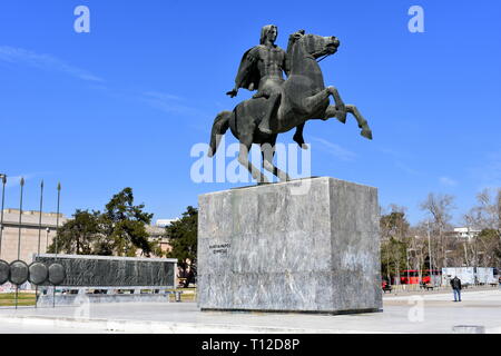 Statua di Alessandro il Grande, Salonicco, Grecia Foto Stock