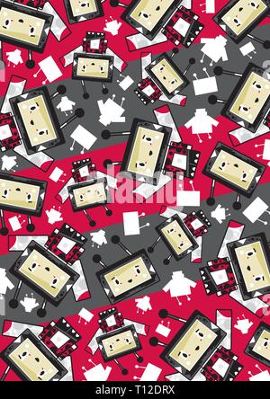 Cartoon carino Block Pattern coccinella Illustrazione Vettoriale