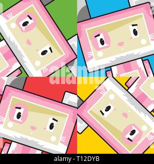 Cartoon carino blocco Rosa Coniglietto pasquale di carattere di coniglio Illustrazione Vettoriale