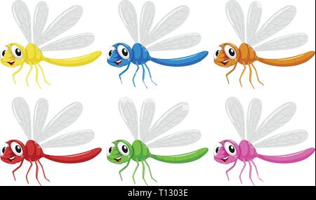 Set di caratteri di libellula illustrazione Illustrazione Vettoriale
