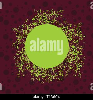 Disarrayed e illeggibili le note musicali icona vuoto circostante cerchio colorato design concept di business modello vuoto spazio copia testo per sito di annunci isol Illustrazione Vettoriale