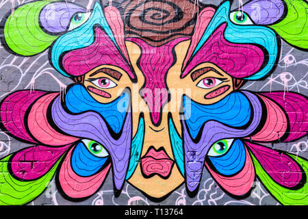 Arti di strada a Hosier Lane, CBD di Melbourne, Victoria, Australia. Foto Stock