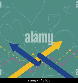 Due frecce dove si è intrecciata alle altre come squadra o la concorrenza Business modello vuoto per la disposizione di invito biglietto di auguri promozione p Illustrazione Vettoriale