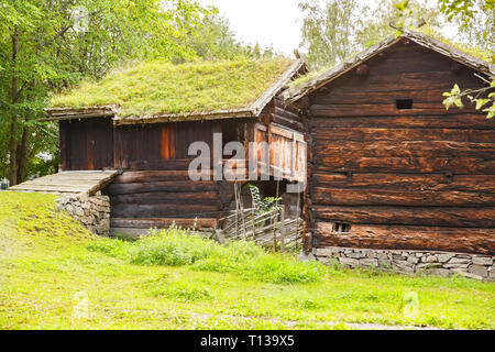 Tradizionali di vecchie case di Oslo, Norvegia. Foto Stock