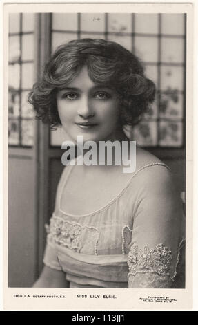 Fotografia promozionale di Miss Lily Elsie- rotante serie fotografica cartolina - film muto era Foto Stock