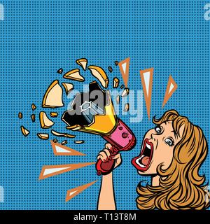 Donna con megafono annuncio pubblicitario Illustrazione Vettoriale