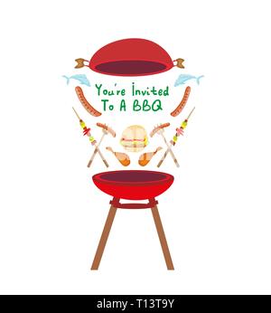 Barbecue Party banner di invito Illustrazione Vettoriale