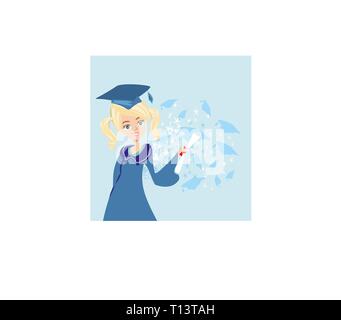 Graduazione ragazza happy card Illustrazione Vettoriale