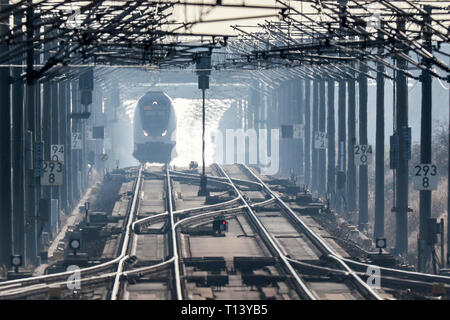 Leipzig, Germania. Xxi Mar, 2019. Il IC 2046 passa Leipzig Airport sul suo modo da Dresda a Colonia. Credito: Jan Woitas/dpa-Zentralbild/dpa/Alamy Live News Foto Stock