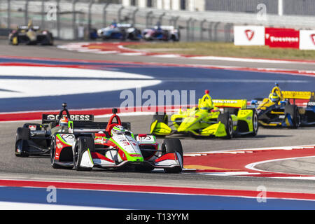 Marzo 22, 2019 - Austin, Texas, Stati Uniti - PATRICIO O'WARD (R) (31) del Messico passa attraverso le spire durante la pratica per la Indycar Classic presso il circuito delle Americhe di Austin, Texas. (Credito Immagine: © Walter G Arce Sr Asp Inc/ASP) Foto Stock