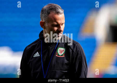 Cardiff, Regno Unito. 23 Mar, 2019. Ryan vedi figg. *** del Galles in allenamento in vista del Galles v Slovacchia UEFA EURO 2020 il qualificatore a Cardiff City Stadium. Credito: Lewis Mitchell/Alamy Live News Foto Stock