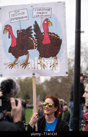 Centinaia di migliaia di persone in marzo a Londra centrale ad aderire al "mettere la popolazione di marzo" per effettuare le chiamate per un voto popolare. Persone venute da tutto il paese per mostrare il loro sostegno. Foto Stock