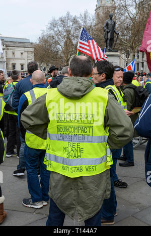 Londra, Inghilterra, Regno Unito. 23 marzo 2019. Voto pro Brexit Leave contro-dimostrazione a Trafalgar Square, Londra, Regno Unito Foto Stock