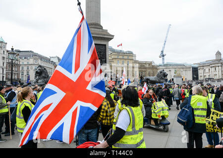 Londra, Inghilterra, Regno Unito. Il 23 marzo 2019. Pro-Brexit dimostranti a Trafalgar Square © Benjamin John/ Alamy Live News. Foto Stock