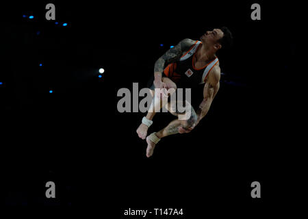 Birmingham, Regno Unito. 23 Mar, 2019. Bart Deurloo (NED) effettuando in corrispondenza di uomini della concorrenza per la ginnastica di Coppa del Mondo a Birmingham, Regno Unito. Credito: Giovanni Strondl/Alamy Live News Foto Stock