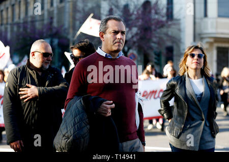 Foto Cecilia Fabiano - LaPresse 23-03-2019 Roma ( Italia CronacaManifestazione contro le grandi opere nella foto: Luigi De Magistris, dato ISTAT di Napoli Foto Cecilia Fabiano - LaPresse 23 marzo 2019 Roma ( Italia ) NewsMarch contro la grande costruzione del pic: Sindaco di Napoli Luigi De Magistris Foto Stock