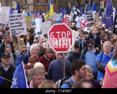 Londra, Regno Unito. 23 Mar, 2019. Centinaia di migliaia di persone riunite del voto di marzo a Londra, protestando contro Brexit, Londra, UK Credit: Nastia M/Alamy Live News Foto Stock