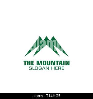 Mountain logo grafico modello, semplice logo, design piatto. Illustrazione Vettoriale