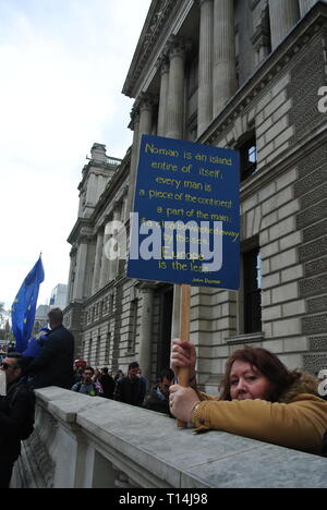 Brexit segno, il voto popolare marzo 2019, London, Regno Unito Foto Stock