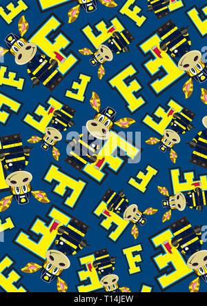 F è per il pompiere Giraffe alfabeto illustrazione di apprendimento Illustrazione Vettoriale