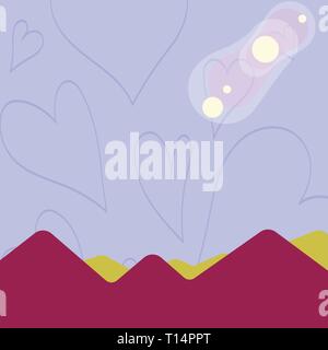 Vista delle pittoresche montagne e colline con e lunari Eclissi solare accadendo Business modello vuoto per la disposizione di invito biglietto di auguri promozione Illustrazione Vettoriale