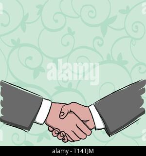 Imprenditori agitando le mani come forma il gesto di saluto e di accordo business Design modello vuoto isolato grafica minimalista modello di impaginazione Illustrazione Vettoriale