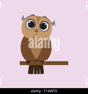 Uccello Owladorable carattere illustrazione vettoriale. Illustrazione Vettoriale