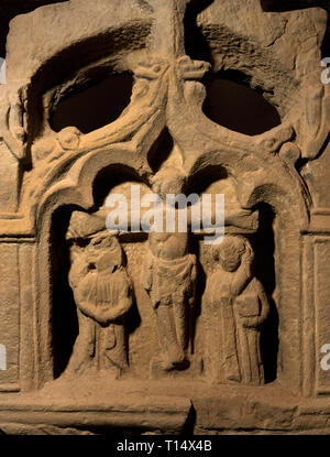 Corpus Domini Chiesa, Tremeirchion, Denbighshire, Wales, Regno Unito, era famoso per la sua C XIV miracolo-sagrato di lavoro cross: Pellegrino la croce, la crocifissione. Foto Stock