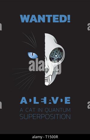 Volevo Dead-And-Alive un gatto in sovrapposizione quantistica Illustrazione Vettoriale