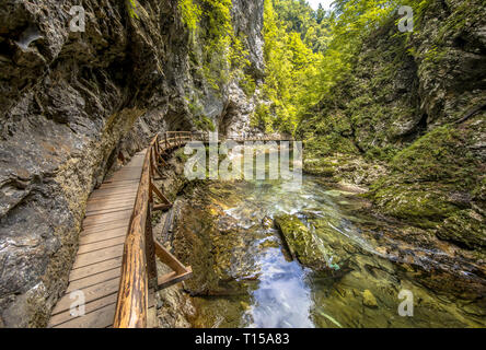 Soteska gola gola con nessun popolo sulla passeggiata lungo il fiume Foto Stock