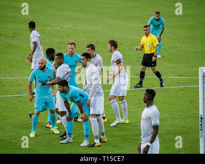 I giocatori nella partita amichevole tra il Manchester United e F.C Barcellona in estate 2017 Foto Stock