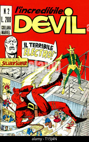 Italia - 1970: la prima edizione di Marvel comic books, coperchio di Daredevil, l'incredibile diavolo Foto Stock