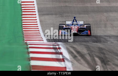 Marzo 23, 2019 - Austin, Texas, Stati Uniti - TONY KANAAN (14) del Brasile passa attraverso le spire durante la pratica per la Indycar Classic presso il circuito delle Americhe di Austin, Texas. (Credito Immagine: © Walter G Arce Sr Asp Inc/ASP) Foto Stock