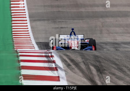 Marzo 23, 2019 - Austin, Texas, Stati Uniti - TONY KANAAN (14) del Brasile passa attraverso le spire durante la pratica per la Indycar Classic presso il circuito delle Americhe di Austin, Texas. (Credito Immagine: © Walter G Arce Sr Asp Inc/ASP) Foto Stock