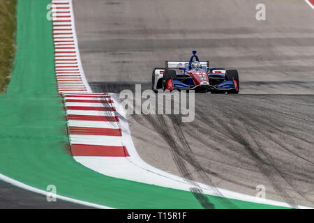 Austin, Texas, Stati Uniti d'America. 23 Mar, 2019. TONY KANAAN (14) del Brasile passa attraverso le spire durante la pratica per la Indycar Classic presso il circuito delle Americhe di Austin, Texas. (Credito Immagine: © Walter G Arce Sr Asp Inc/ASP) Foto Stock