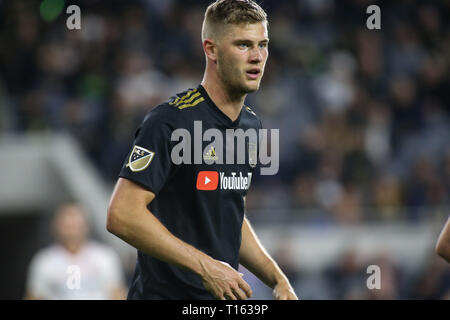 Los Angeles, CA, Stati Uniti d'America. 23 Mar, 2019. Los Angeles FC defender Walker Zimmerman (25) durante il Los Angeles Football Club vs Real Salt Lake a BANC DELLA CALIFORNIA Stadium di Los Angeles, Ca il 23 marzo 2019. Jevone Moore Credito: csm/Alamy Live News Foto Stock