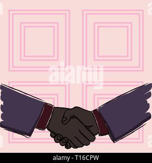 Imprenditori agitando le mani come forma il gesto di saluto e di accordo aziendale modello vuoto per la disposizione di invito biglietto di auguri promozione p Illustrazione Vettoriale