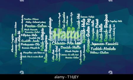 Hello Word Cloud, mostra equivalenti di "hello", come a dire che in molte lingue, vettore ESP10 Illustrazione Vettoriale
