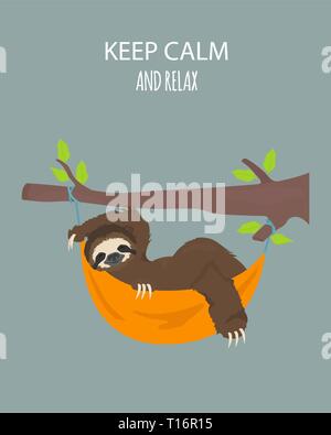 La storia di un bradipo. In viaggio, vacanza. Funny cartoon bradipi in posture diverse set. Illustrazione Vettoriale Illustrazione Vettoriale