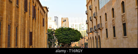 Vista Panoramica verso Nijmeh Square nel centro cittadino di Beirut, Libano Foto Stock