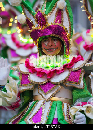 Aalst, Belgio - 27 Febbraio 2017: la gente che indossa un vestito colorato durante la sfilata di carnevale a Aalst, Belgio. Foto Stock