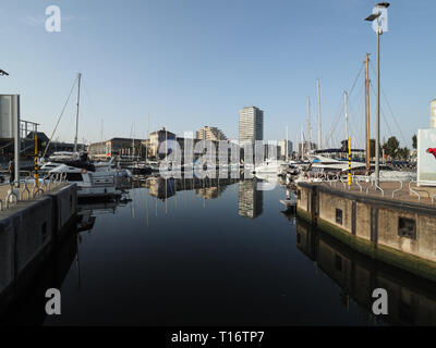 Ostenda, Belgio - 7 August 2018: immagine di ingresso alla proiezione di Mercatore porto di Ostenda. Foto Stock