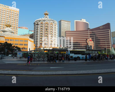 Macao, Cina - 2 Novembre 2017: Immagine di Lisboa e il Wynn casinò di Macao. Foto Stock