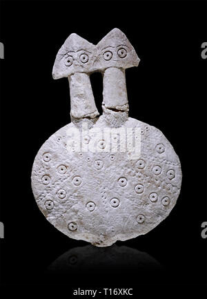 Età del Bronzo anatolica due con testa a forma di disco di alabastro statuetta della dea - XIX al XVII secolo a.c. - Kültepe Kanesh - Museo della Civiltà anatolica, Foto Stock