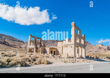 Riolite è una città fantasma nella contea di Nye, negli Stati Uniti Stato del Nevada. È in Bullfrog colline, circa 120 miglia (190 km) a nord-ovest di Las Vegas, nea Foto Stock