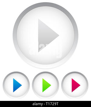 Luminose pulsanti Play, 4 colori Foto Stock