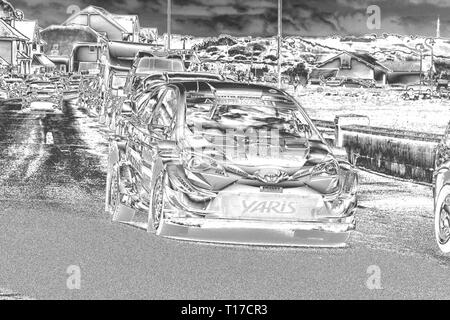 Cambrian Rally Llandudno, l'effetto cromato dare un'immagine un aspetto metallico Foto Stock
