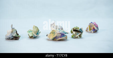 Crumpled naira note Foto Stock
