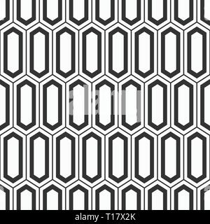Vector seamless pattern. Moderno ed elegante texture di esagoni allungati. Un mosaico antico sfondo. Motivo a griglia. Carta digitale per la stampa. Monocromatico. Illustrazione Vettoriale